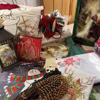 Christmas pillow, Santa, lantern