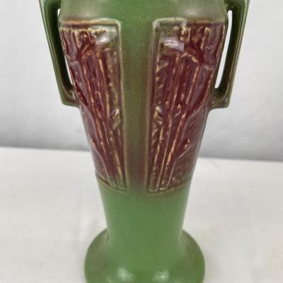 Red Wing Pottery (not signed) green and dark red vase