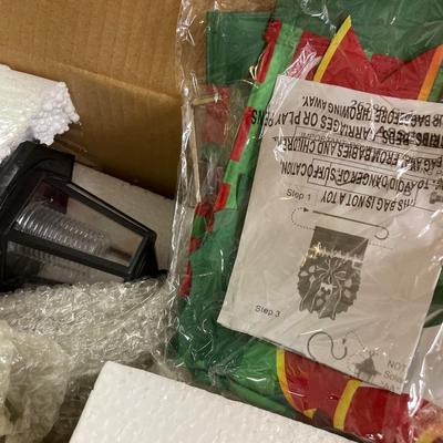 Mrs Claus, candle holders, wall tree, solar stake with flag