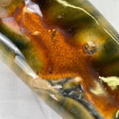 8” long color glazed wall pocket