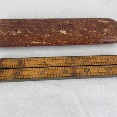 Vintage Stanley boxwood and brass folding Ruler