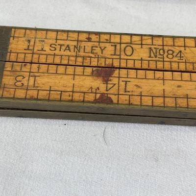 Vintage Stanley boxwood and brass folding Ruler