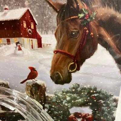 Wall decor, lighted snow globe, solar snowman stakes