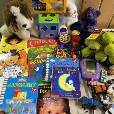 Books, toys, stuffed animals