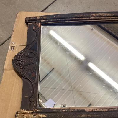 Long vintage mirror with wood frame