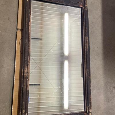 Long vintage mirror with wood frame
