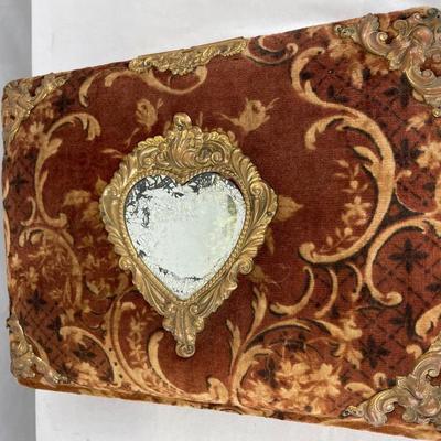 Antique Victorian velvet card album with mirror
