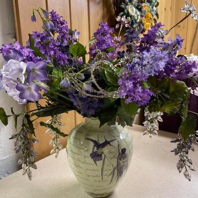Vase with purple floral