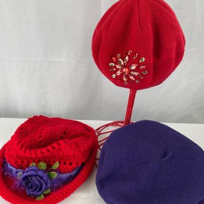 Red & Purple hats and sweaters