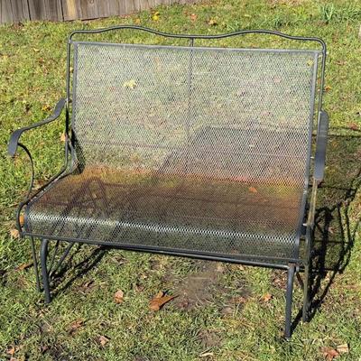 Black Wrought Iron Patio Glider Bench