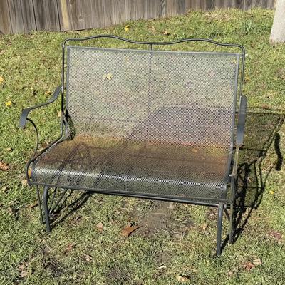 Black Wrought Iron Patio Glider Bench