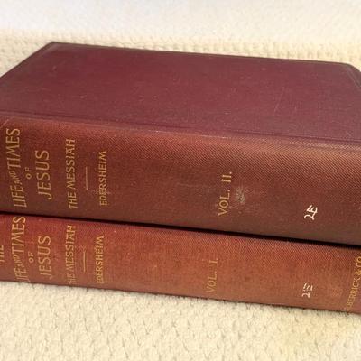 Life & Times of Jesus The Messiah 2 Volume Antique Religion Book Set