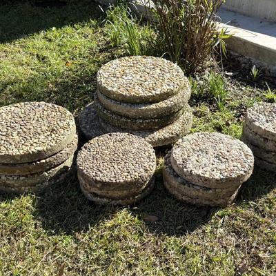Round Cement Stepping Stones - Set of 19
