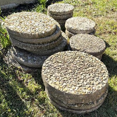 Round Cement Stepping Stones - Set of 19
