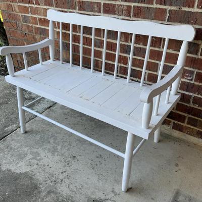 Solid Wood White Painted Bench