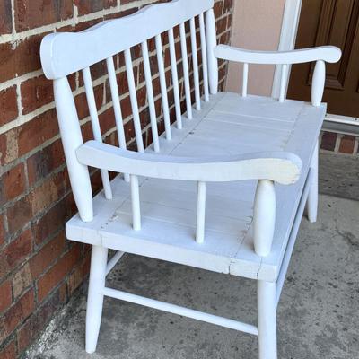 Solid Wood White Painted Bench