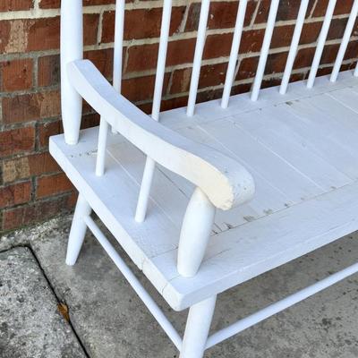Solid Wood White Painted Bench