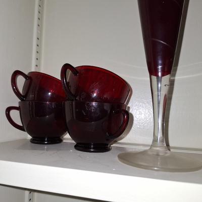 4 Ruby Red Coffee Cups