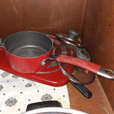 Red T-Fal Pots and Pans