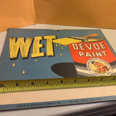 THREE Vintage Devoe & Raynolds Cardboard Wet Paint Signs