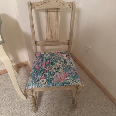 2 floral decor tables with drawers and 1 chair