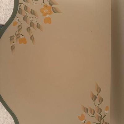 2 floral decor tables with drawers and 1 chair