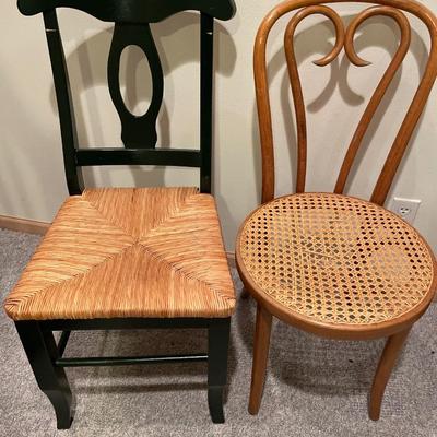 2 wicker bottom chairs