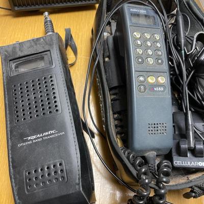 Vintage Panasonic tape recorder, bag telephone, citizens band transceiver & other electronics