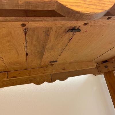 Vintage wood table with homemade xylophone