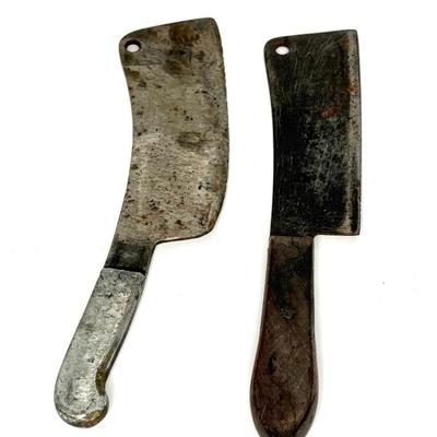 Set of 2 Vintage Meat Cleaver Knives