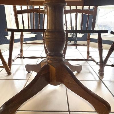 Wood Dining table with 2 Leaves and 6 Chairs