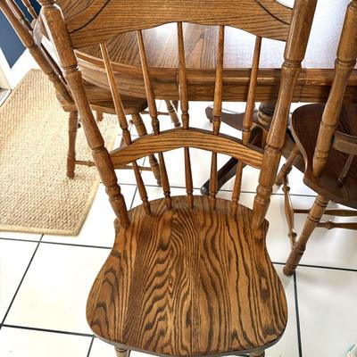 Wood Dining table with 2 Leaves and 6 Chairs