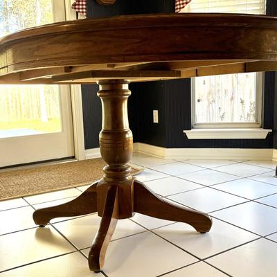 Wood Dining table with 2 Leaves and 6 Chairs