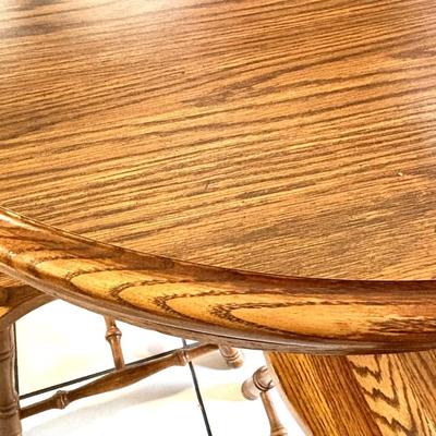 Wood Dining table with 2 Leaves and 6 Chairs