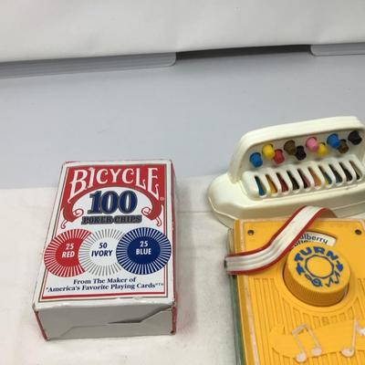 Binocular, Poker Chips, Toy Flute, Toy Fisher Price Music