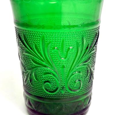 Vintage Anchor Hocking Forest Green Sandwich Glasses - Set of 6