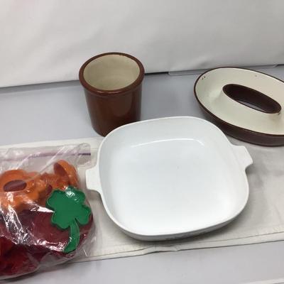 Corning Ware, Beater Jar, Oval Casserole, and Bag Of Cookie Cutters