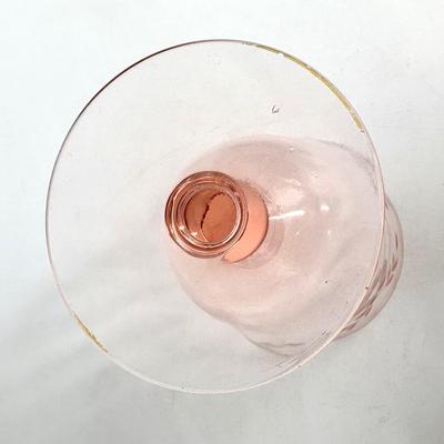 Vintage Blanche Pink Ice Etched Floral Tea Glasses by Standard Glass - Set of 7