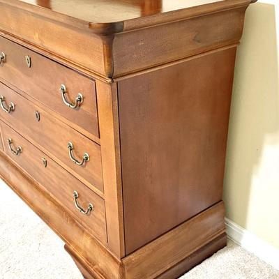 Vintage Solid Wood Hooker Chest of Drawers and Beveled Mirror
