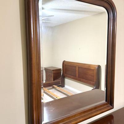Vintage Solid Wood Hooker Chest of Drawers and Beveled Mirror