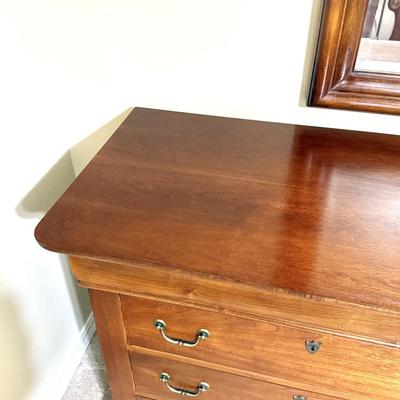 Vintage Solid Wood Hooker Chest of Drawers and Beveled Mirror