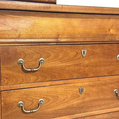 Vintage Solid Wood Hooker Chest of Drawers and Beveled Mirror
