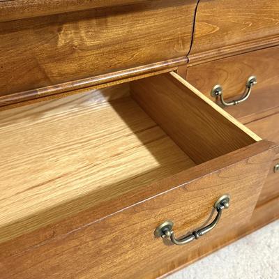 Vintage Solid Wood Hooker Chest of Drawers and Beveled Mirror