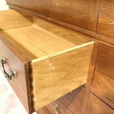 Vintage Solid Wood Hooker Chest of Drawers and Beveled Mirror