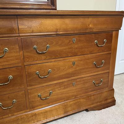 Vintage Solid Wood Hooker Chest of Drawers and Beveled Mirror