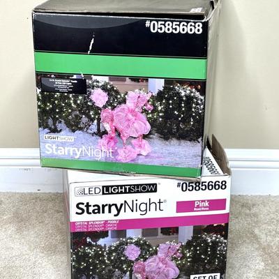 Set of 2 StarryNight 2.4 ft Light Up Yard Ornament Pink Poodles - New in Box
