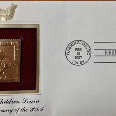 100th Anniversary of The PTA Helping Children Learn Gold Stamp Replica First Day Cover