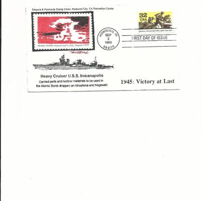 1945: Victory At Last - U.S.S. Indianapolis - Atomic Bomb - First Day Cover  - 1995 - Honolulu, HI