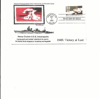 1945: Victory At Last - U.S.S. Indianapolis - Atomic Bomb - First Day Cover  - 1995 - Honolulu, HI