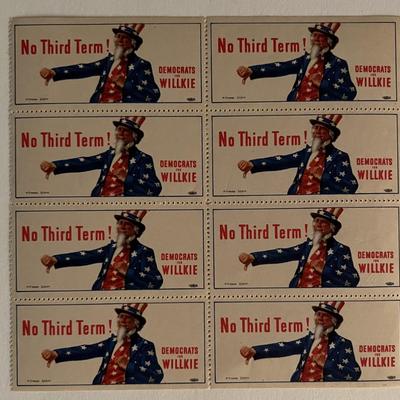 Democrats for Willkie stamp sheet